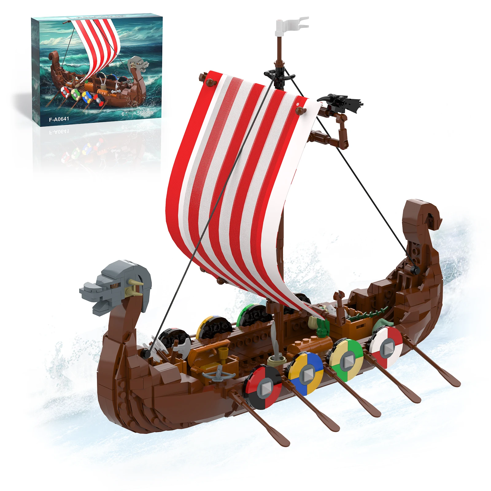 

Viking Longship Building Blocks,568pcs Viking Pirate Ship Toy Boat, Adventures Sailing Boat Model Gifts for Kids,Adults