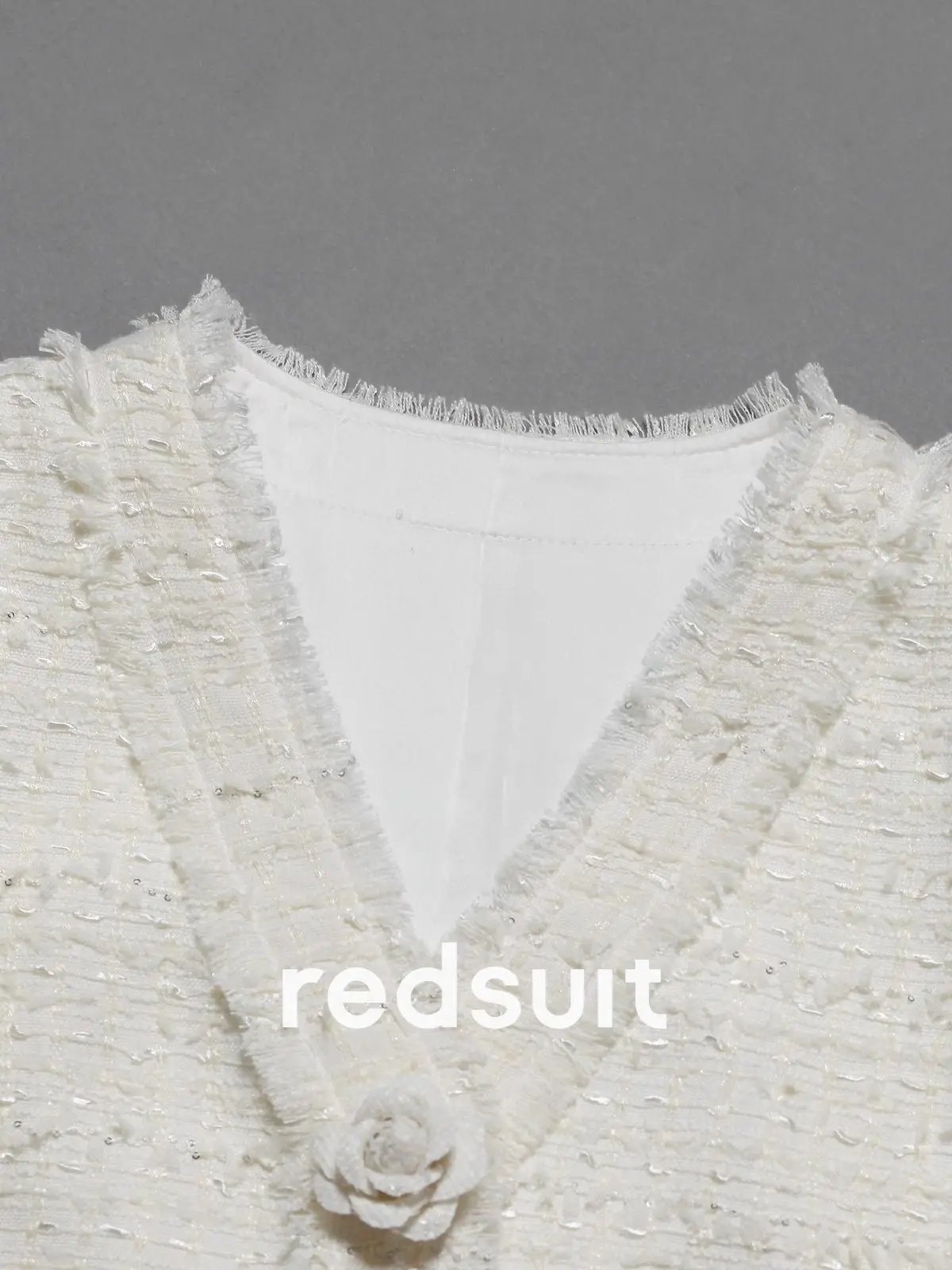 New Elegant rose button lightweight tweed jacket with fashionable tassel top Custom Sizes