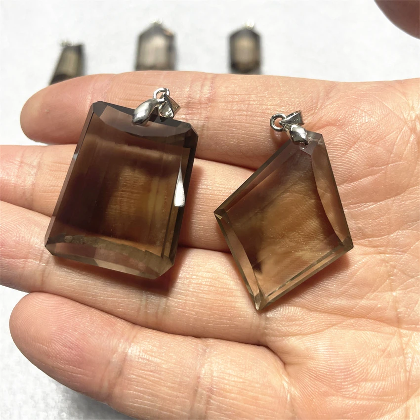 Beautiful Natural Smoky quartz Sterling pendants Pendulum Crystal for Women Collier Party Gift