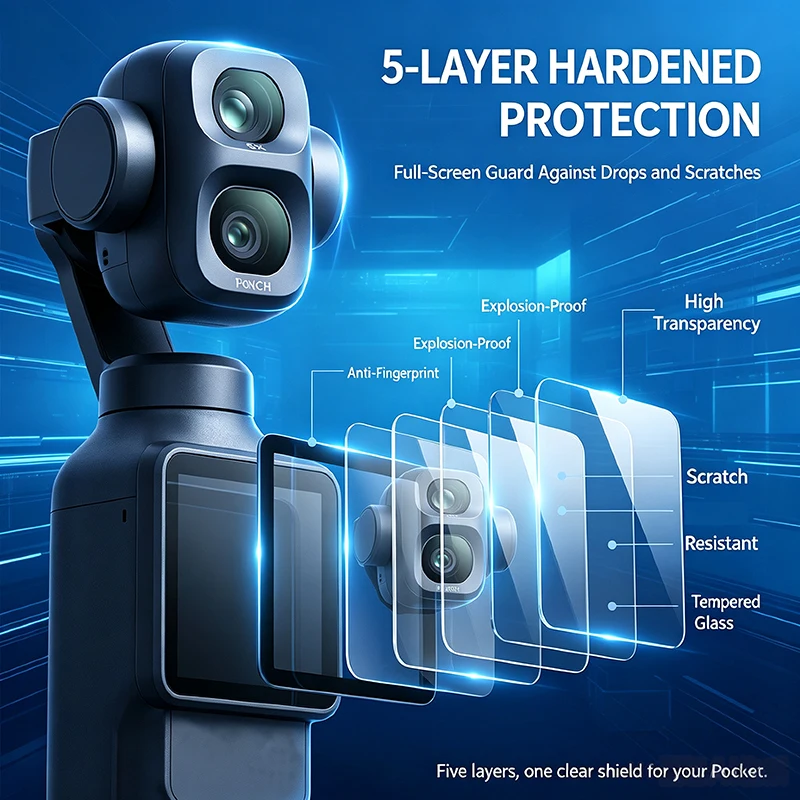 2 Packs Protector For DJI OSMO Pocket 4P Tempered Glass Anti-Fingerprint Protective film with Anti-reflective Lens Coating
