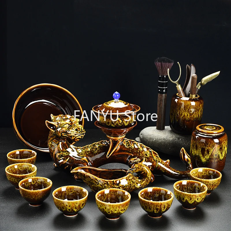 

Porcelain Gaiwan Chinese Tea Set Complete Set Puer Chinese Portable Tea Set Luxury Vintage Juego De Te Tea Ceremony AB50TS