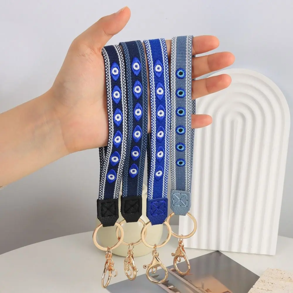 

Anti-Lost Devil's Eye Keychain Pu Leather Hanging Rope Blue Eye Pendant Ethnic Style Exquisite Trinket Bag Braided Rope Girls