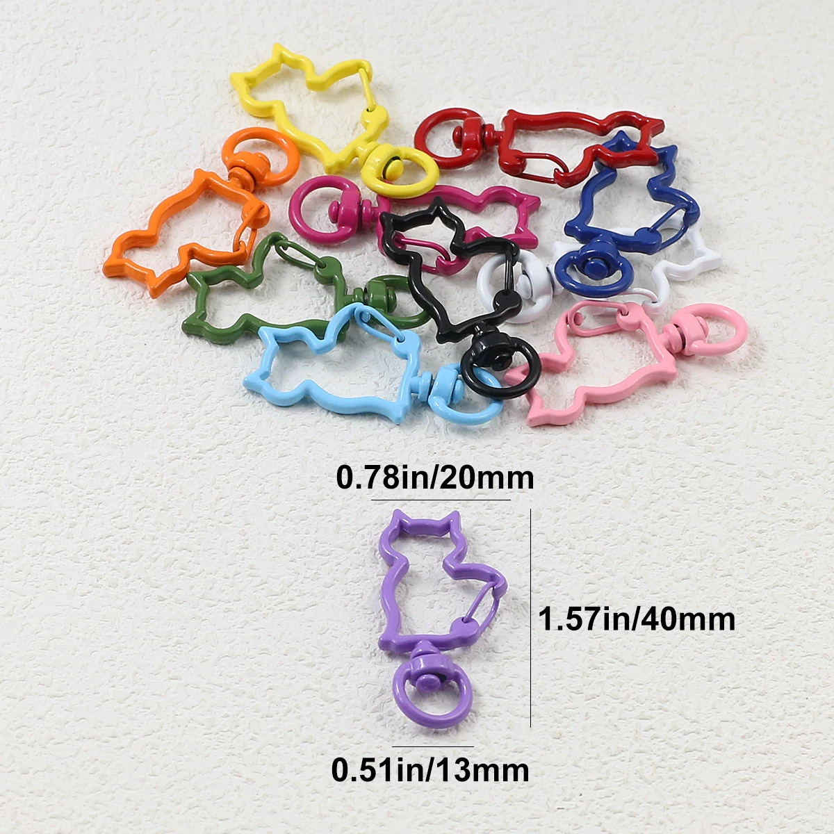 Zinc Alloy Cat-Ear Clips in Assorted Colors Handmade DIY Jewelry Making Kit for Bag Charms Bracelets Necklaces Accessories