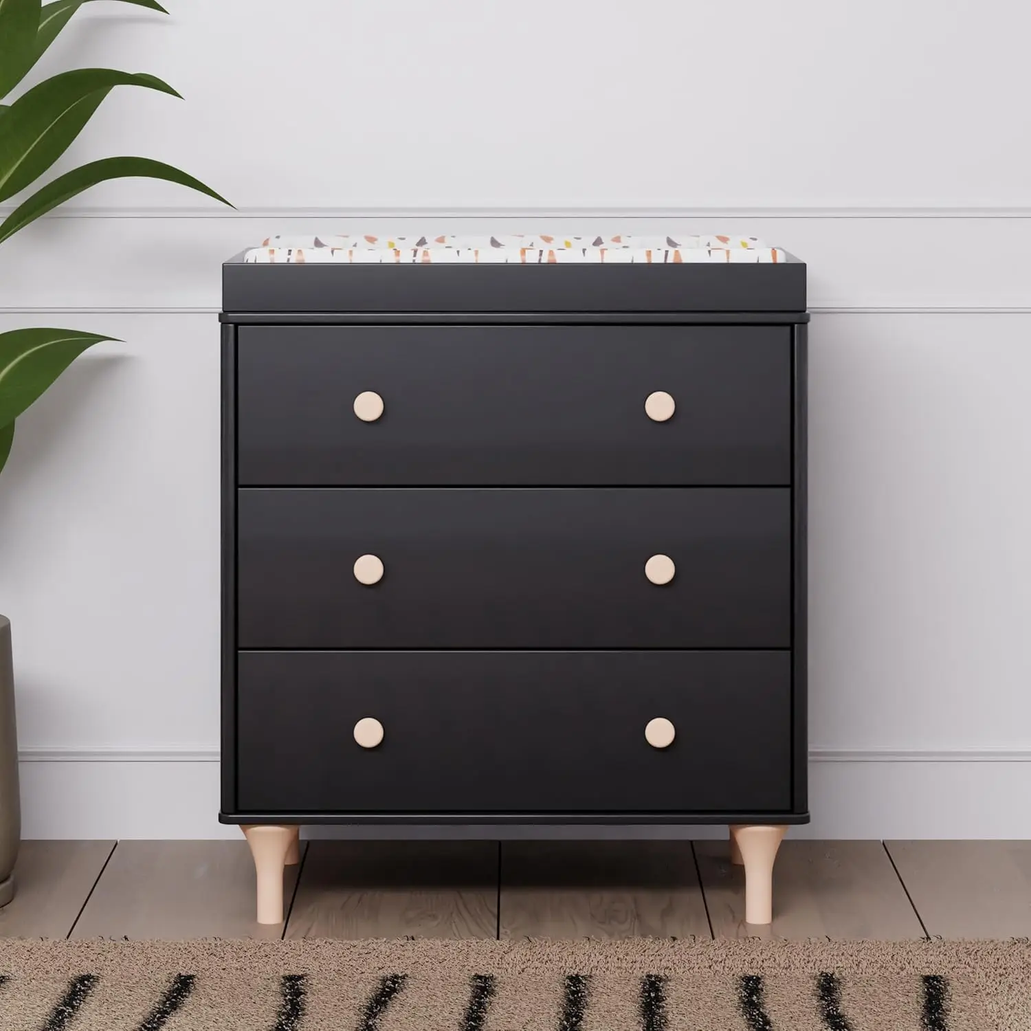 

Changer Dresser with Removable Changing Tray in Black and Washed Natural, Greenguard Gold Certified