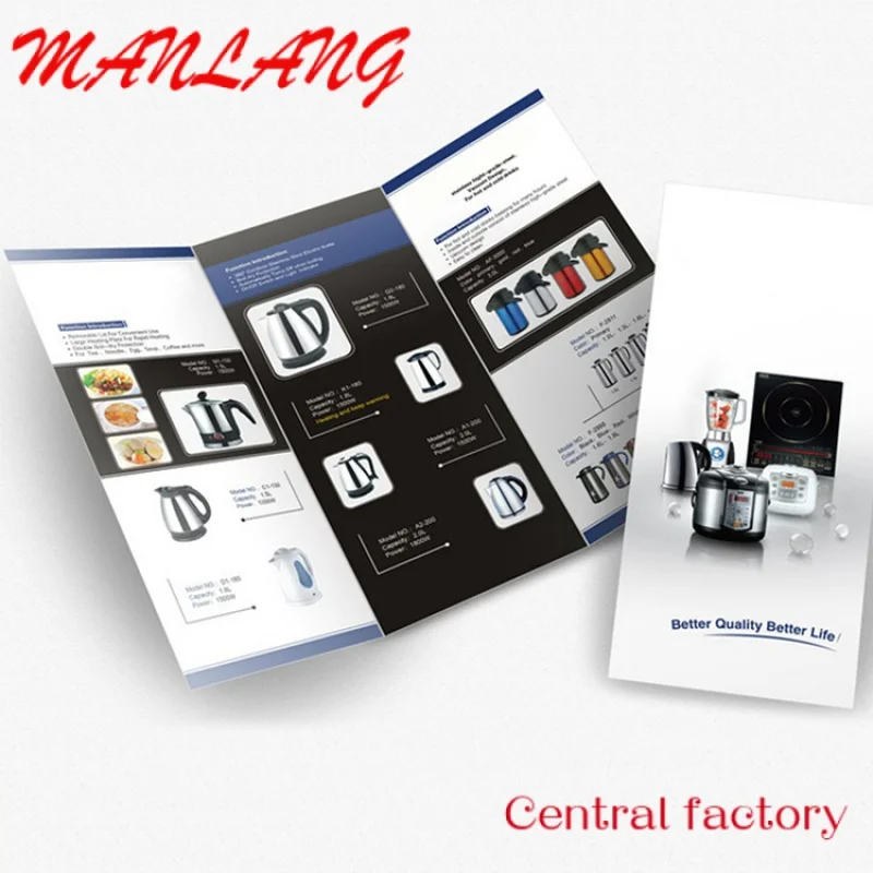 Custom  Shanghai Good Printing Service Promotion Printable Pamphlet Trifold Brochure Folded Leaflet flyer