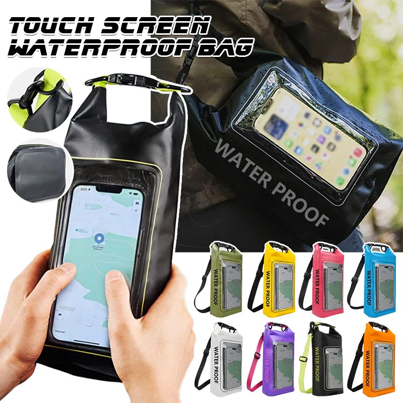 New 2L Dry Bag Touch Screen Waterproof Bag Swimming Rafting Surfing Sports Travel Storage Phone Messenger Bag Camping Equipment