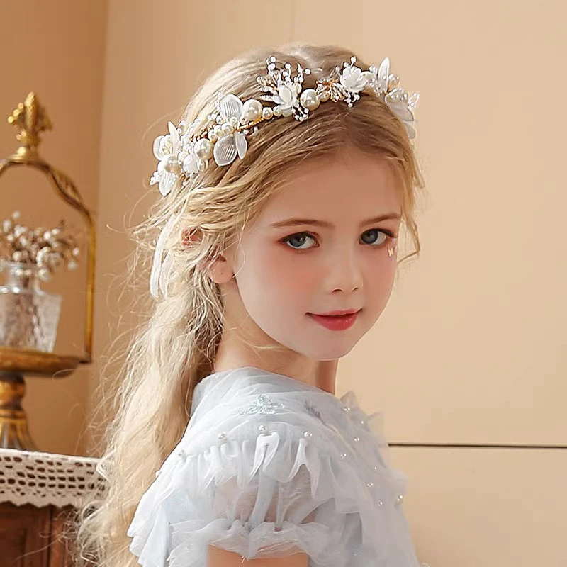 Sweet Performance Hair Accessories For Women Girls Elegant Headwear Kids Fairy Pearl Flower Hair Hoop Wedding Headbands Gifts