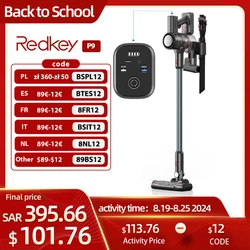 BTES12（89€-12€）Redkey-aspiradora inalámbrica P9 30kPa, 4 en 1, 350W, filtros HEPA dobles, batería desmontable, pantalla LED