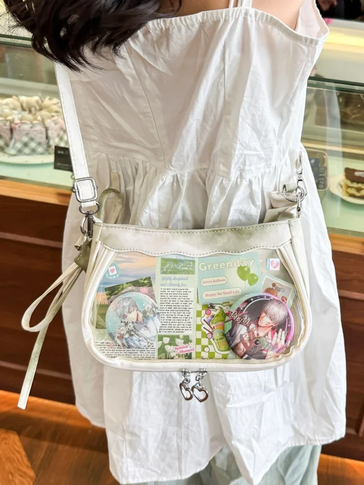 Sweet Cute Casual Underarm Folds Transparent Itabag Japanese Shoulder Bag Bolso Commuter Crossbody Shopping Bags Handbags