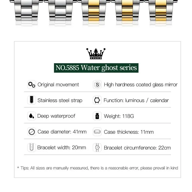 OLEVS 5885 Luxury Men Watch Diving Series Deep Waterproof Auto Date Stainless steel NEW Red Dial Original Wristwatch