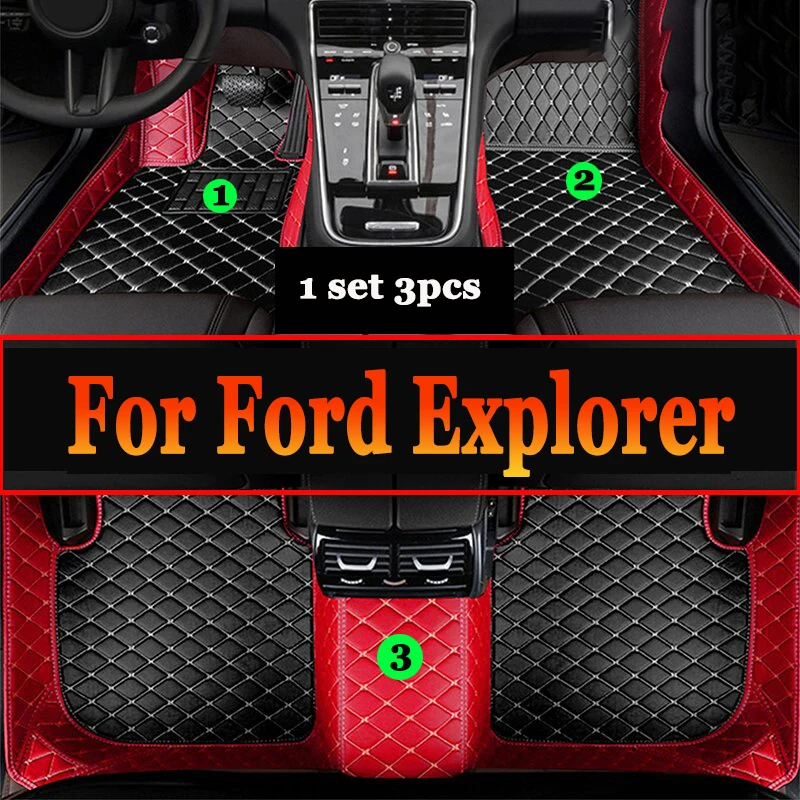 Car Floor Mat For Ford Explorer Classic U502 7seat 2016~2019 Non-slip Pad Waterproof Pads Rugs Leather Floor Mat Car Accessories