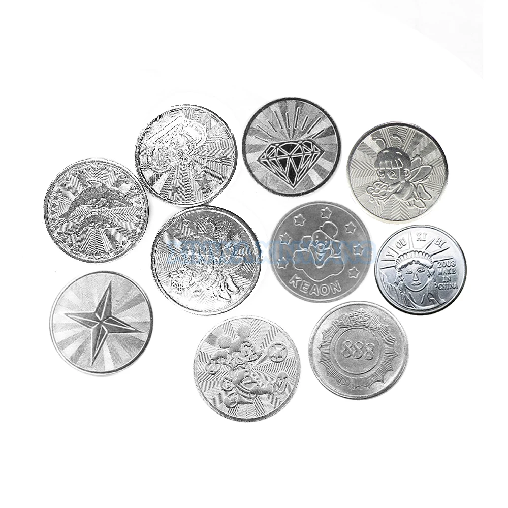 100PCS  Coins Tokens Stainless Steel Collect Medals For Arcade Game Crane Claw Vending Machine Car Washing Pinball Parts