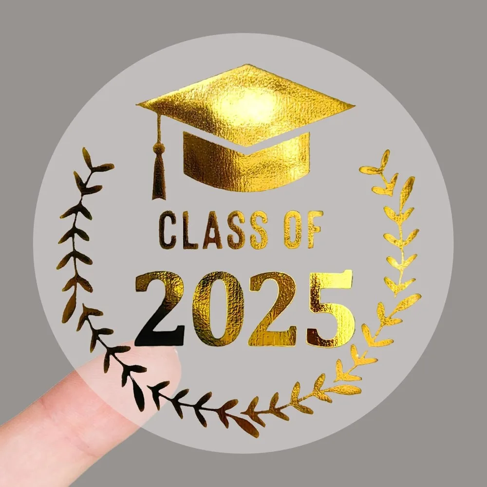 120pcs Graduation Season Class of 2025 Stickers Graduation Stickers Transparent Gold Foil Envelope Seals