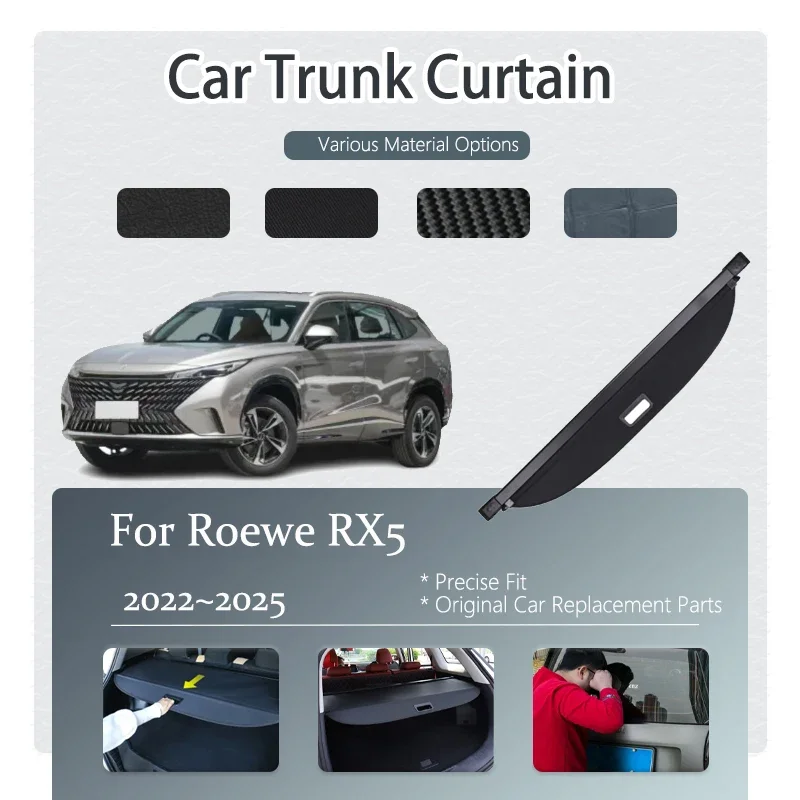 Car Trunk Curtain Cover For MG Roewe RX5 D5X 2022~2025 Retractable Luggage Storage Trunk Rack Partition Shelter Auto Accessories