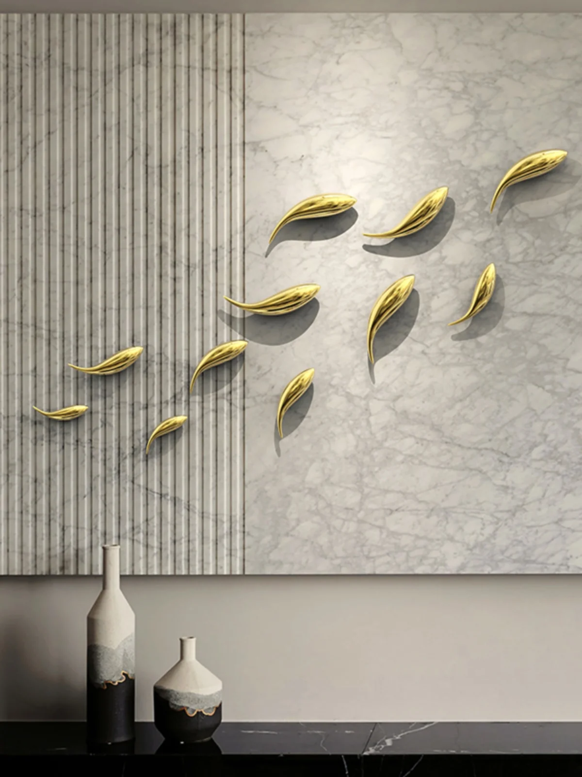 Creative Wall Decoration Restaurant Bedroom Background Golden Fish Decorative Pendant Wall Decoration Stereoscopic Wall Hanging