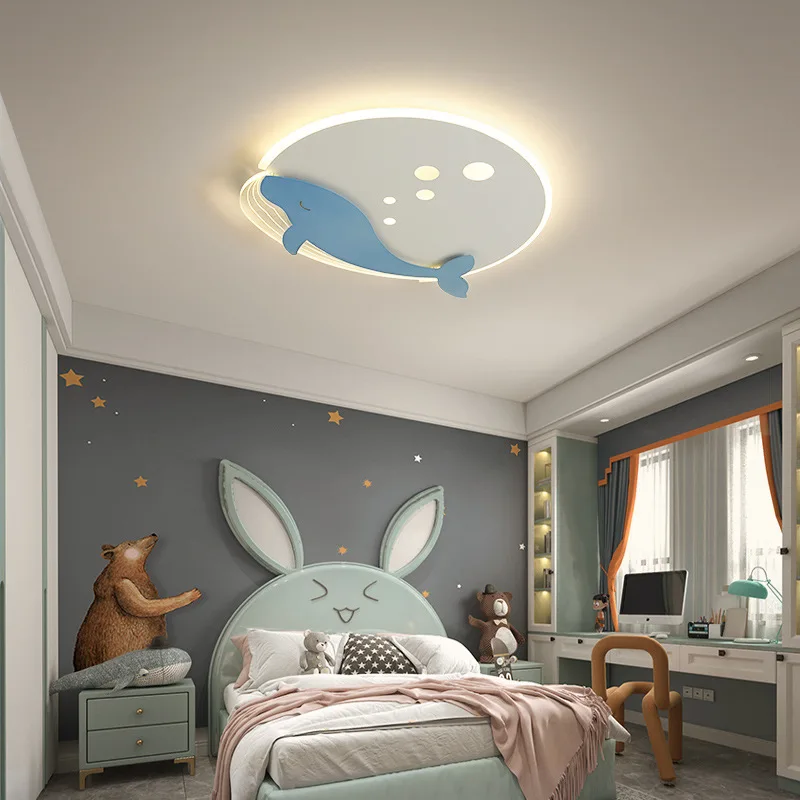 Dimmable Led Ceiling Lamp for Children Baby Boys Girls Bedroom Study Dolphin Ceiling Lights Kids room decor Chandelier Plafon