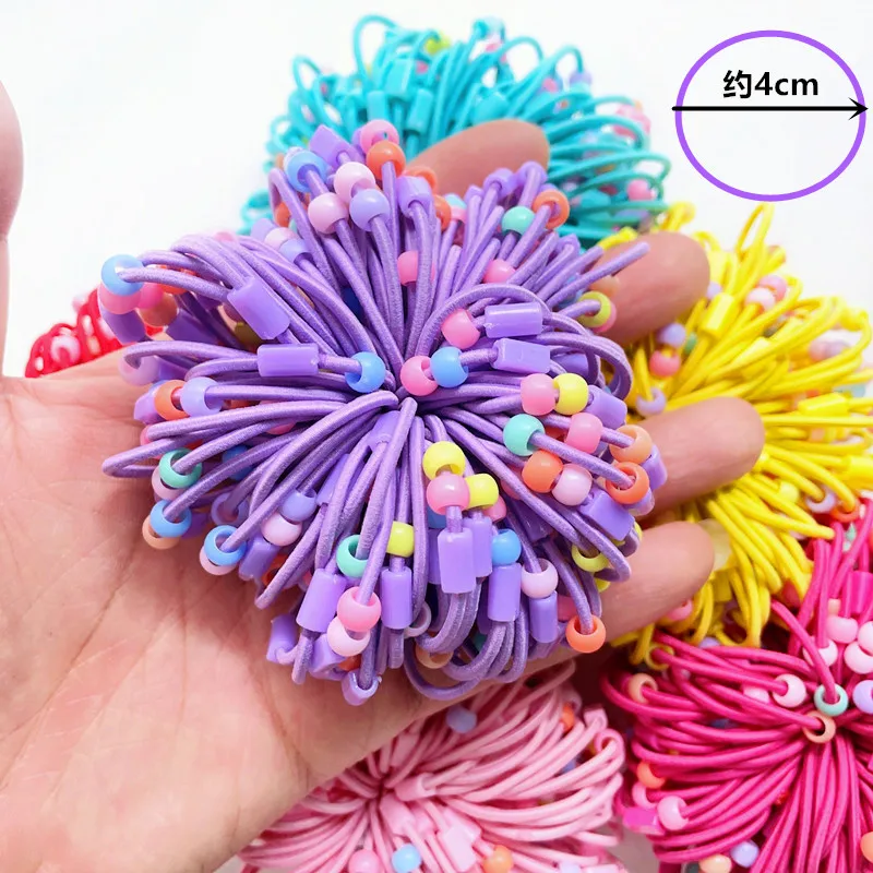 50/100pcs Kids Hair Bands Elastic Hairbands Colorful Girls Rubber Hair Tie Headband With Beads Resin Patch DIY Hair Accessories