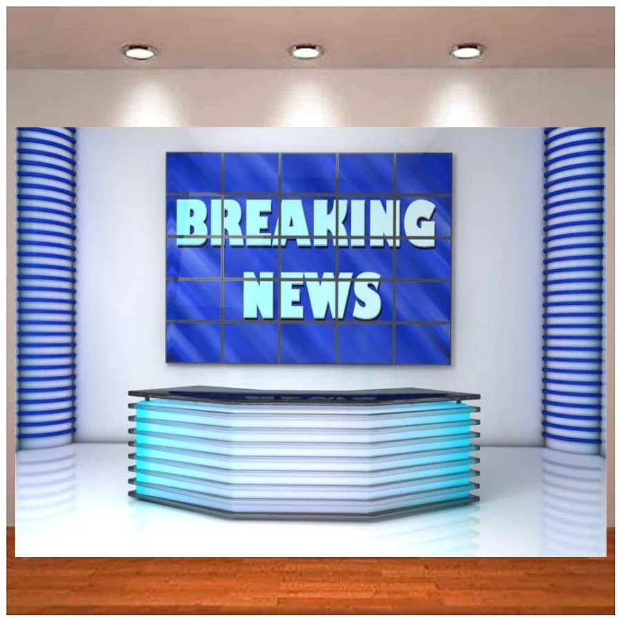 

Photography Backdrop Breaking News Broadcasting Room Banner For Interior Stage Shower Background Kids Adults Portraits Studio