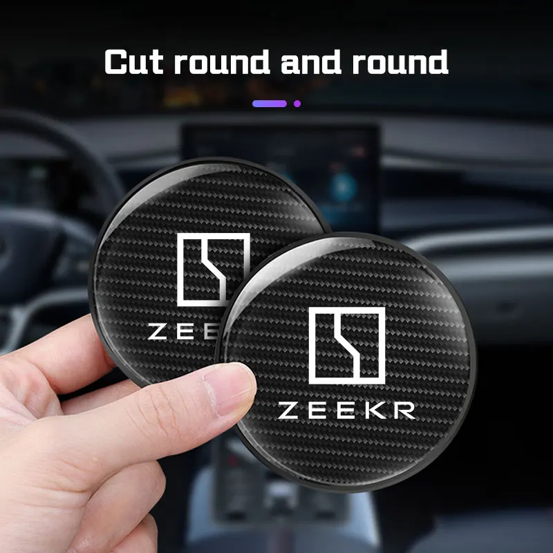 Carbon fiber Car Interior Coaster For Zeekr X 7X 9X 001 007 001FR 009 Krypton Auto Water Cup Holder Pad Non-slip Mat Accessories