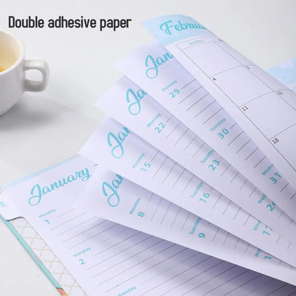 High-quality Paper Planner Floral Print 2024 Monthly Planner Exquisite Coil Design Schedule Book for Home Office Stay Organized