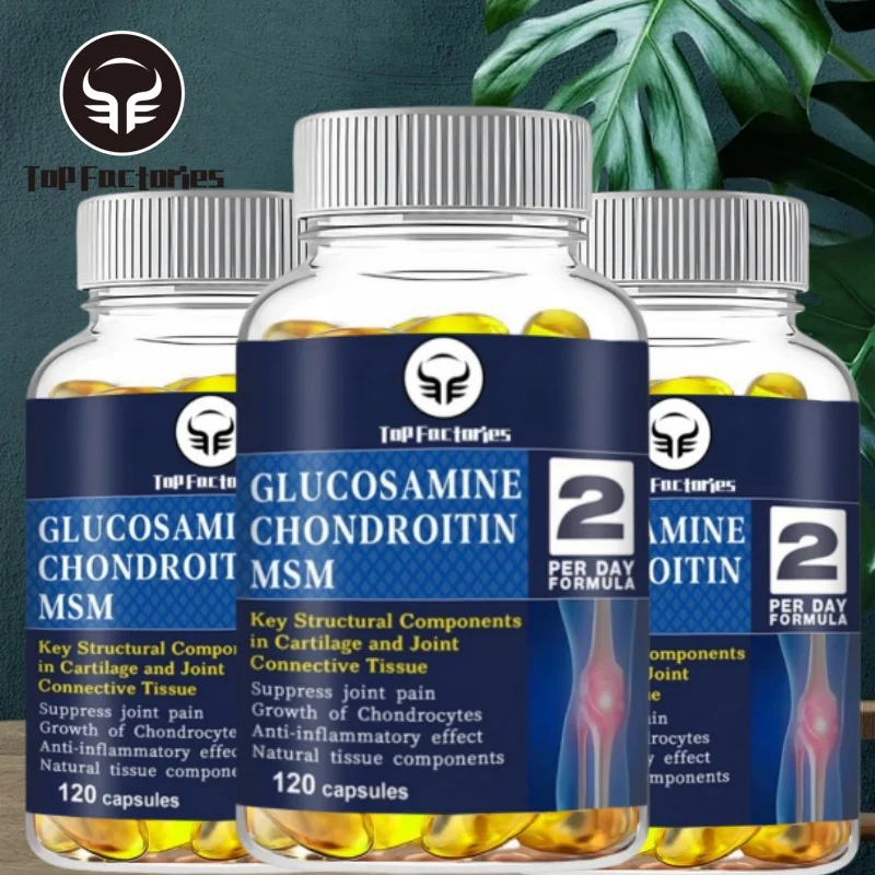 

Glucosamine Chondroitin MSM, 120 Capsules, for Joint and Knee Health, Immune System, Non-GMO, Gluten-Free