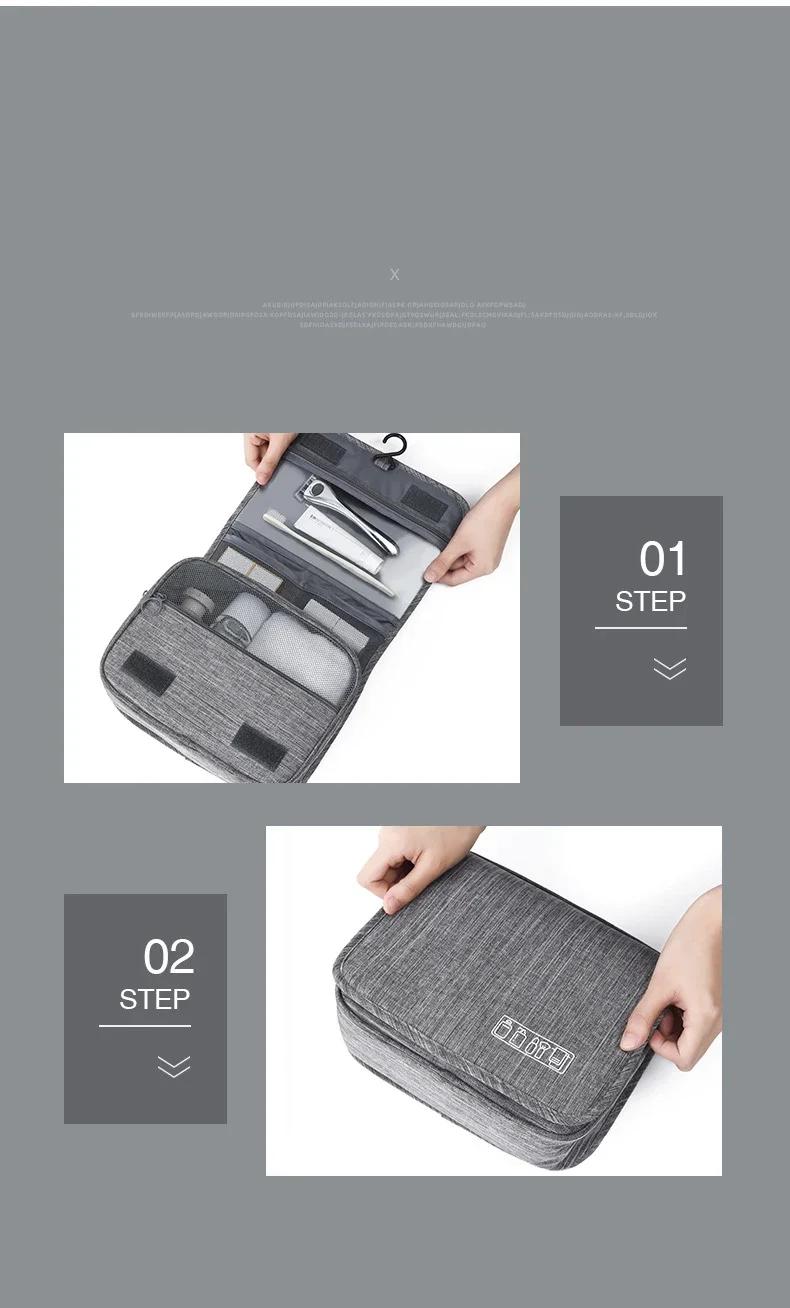 Oxford Stoff Männer Business Tragbare Aufbewahrungstasche Toilettenartikel Organizer Frauen Kosmetiktasche Wasserdicht Hängende Reise Waschbeutel – Detail 5