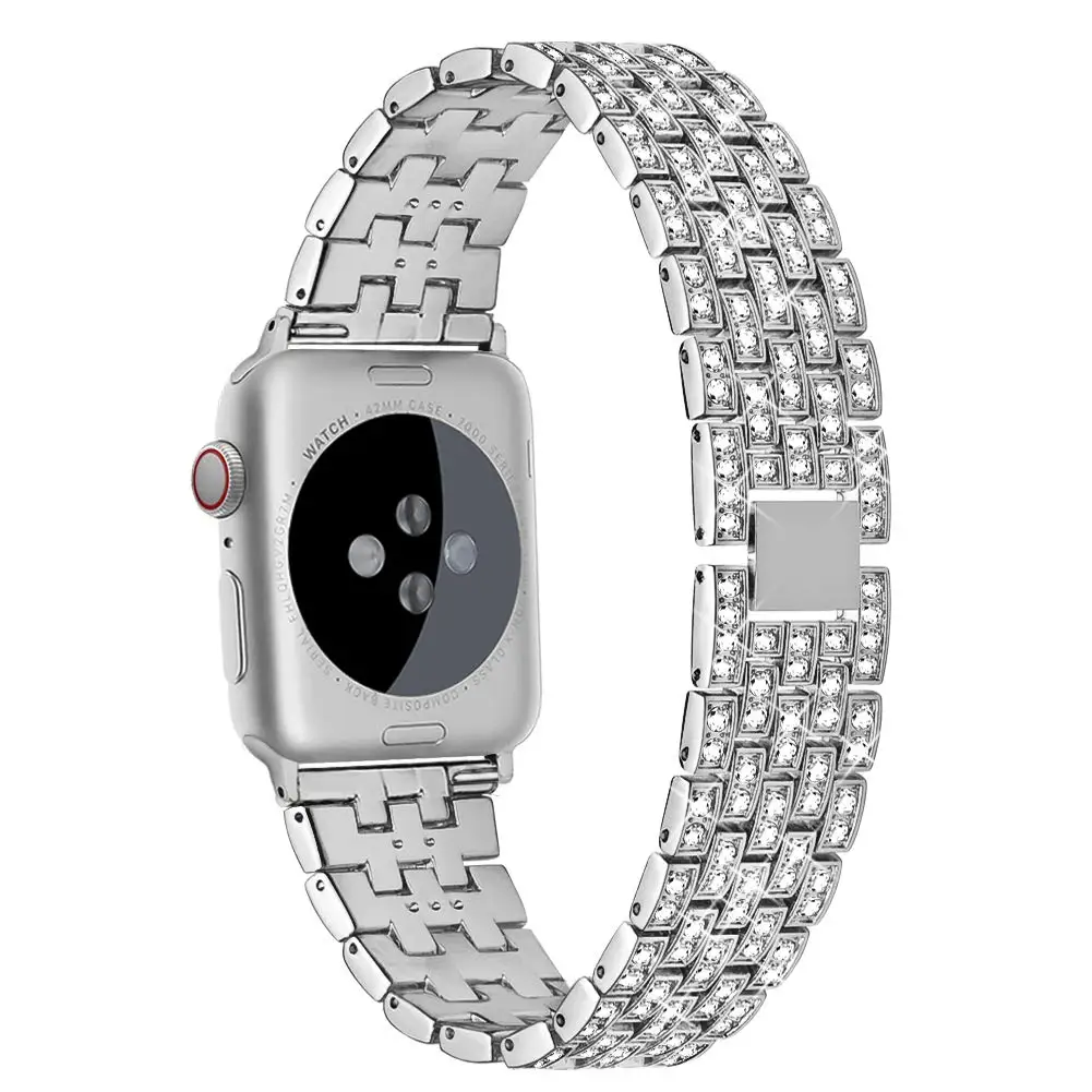 Luxury full Diamond metal Bracelet strap For Apple Watch series 3 42mm 38mm band for iwatch 4 5 6 SE 7 band 40mm 41mm 45mm 44mm