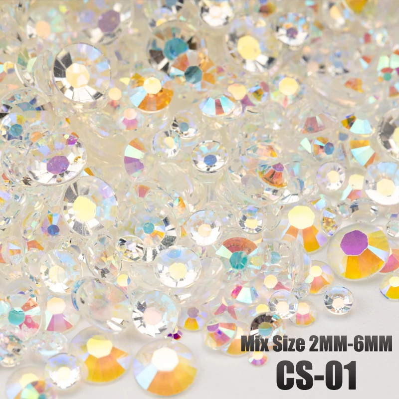 VDD 30/100g Gemischte Größen 2-6mm Harz-Strass-Kristall-Flachsteine aus Kunststoff Großhandel DIY Nagelzubehör Kunsthandwerk Dekoration – Detail 5