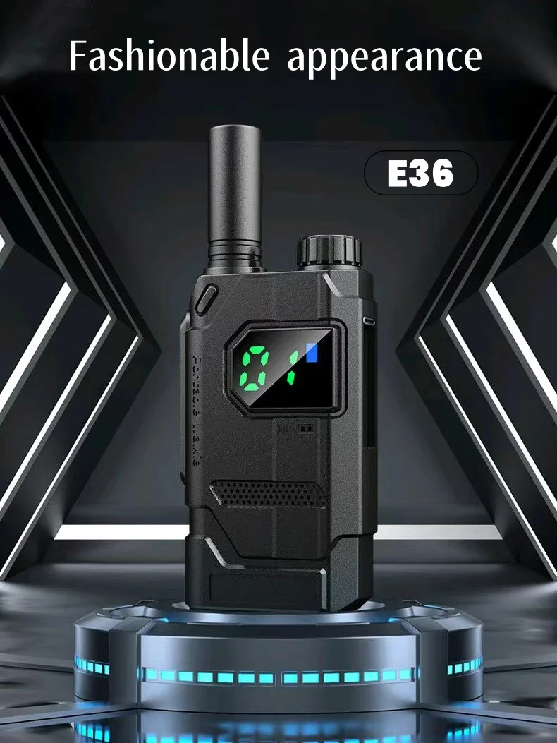 Radio genggam FRS462-467MHz PMR 446mhz layar Led lisensi gratis Walkie Talkie Mini E36 udah FCC CE Rohs mencapai Radio dua arah