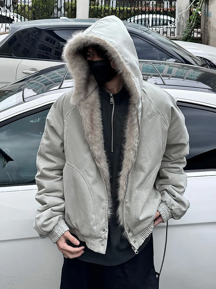 

Мужская зимняя куртка из меха ягненка, хлопковая рабочая одежда, пальто с пиковым орлом, повседневное теплое длинное све, застежка-молния