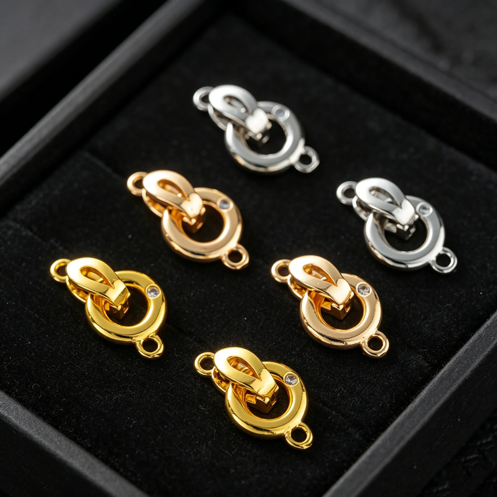 2 Stück 18K vergoldete dekorative Verschlüsse, Verbindungsverschlüsse, Perlenverschlüsse, Zubehör für DIY-Armbänder, Halsketten, Schmuckherstellung – Detail 2