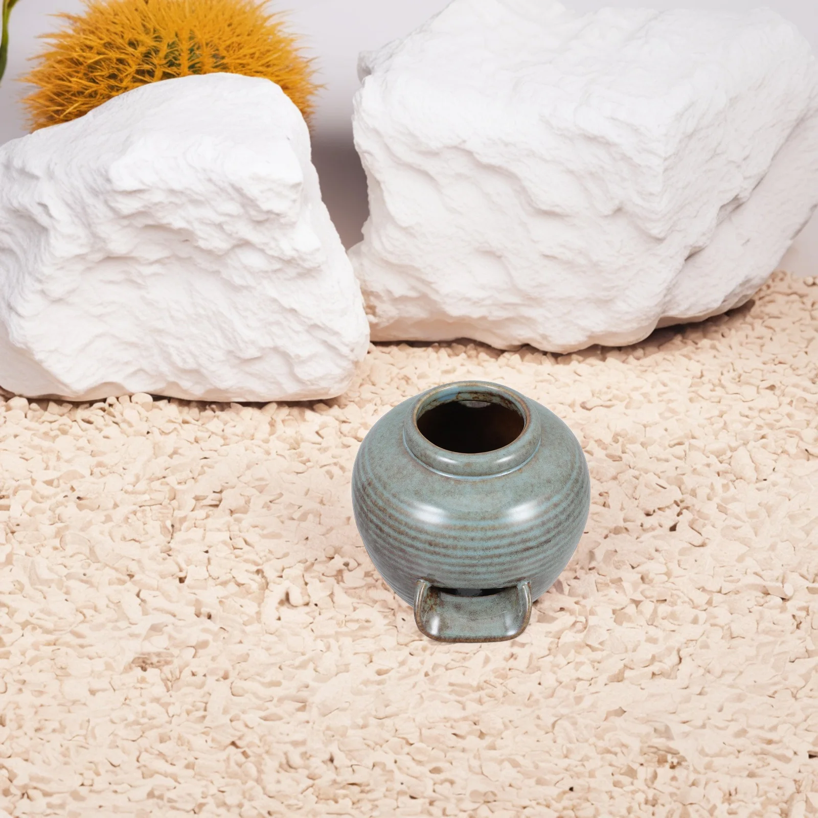 

Ancient Style Ceramic Fountain Jar with U Shaped Spout for Aquarium Waterfall Circulation Decor Ideal for Living Room Office Zen