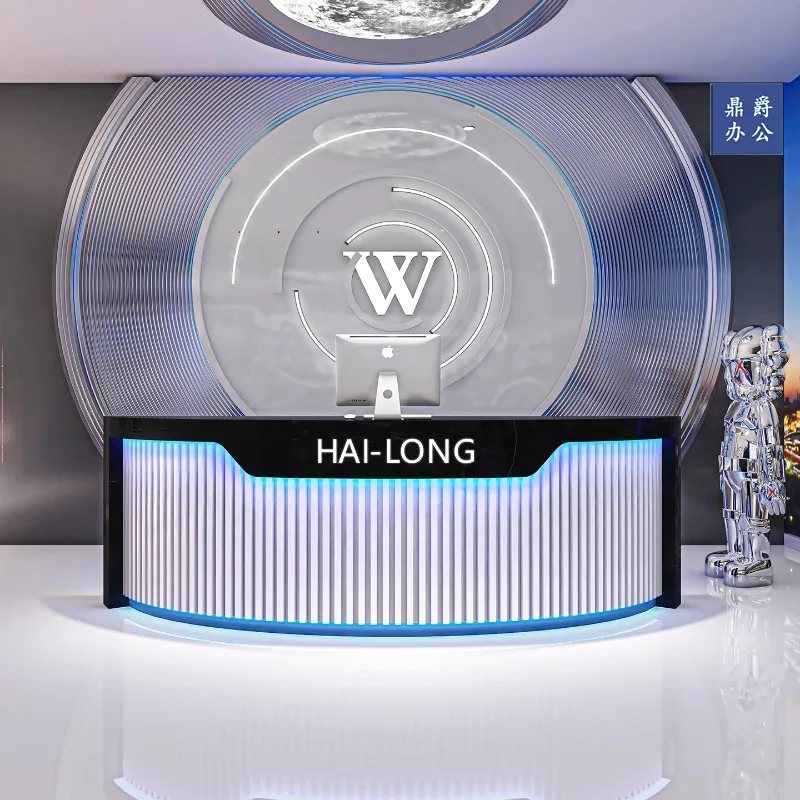 

Stainless Steel Arc Monitor Furniture Shop Counter Reception Cosmetics Counter Portable Console Store Arrangement Steel Rod