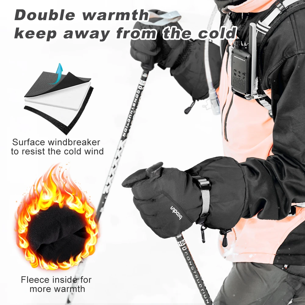 Professional Winter Warm Ski Gloves  Thermal Mittens Bicycle Hunting Snowboard Skiing Road Bike Fleece Waterproof Snow Glove Men