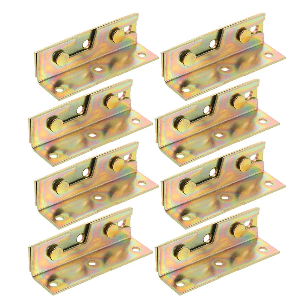 8Pcs Bed Hardware Kit Bed Rail Brackets Heavy Duty Iron Hinge Buckle for Stable Headboard Footboard Connection Furniture