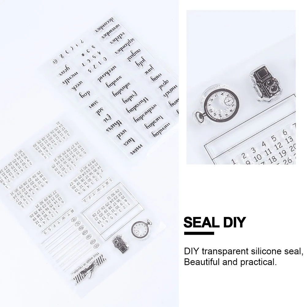 

4Pcs Clear Stamps Calendar Theme Transparent Stamper Set for Scrapbook Album Holiday Cards DIY Crafting Tool Calendar Stamper
