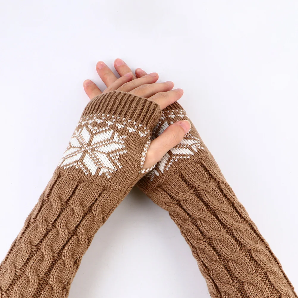 

2Pairs Christmas Arm Sleeves Winter Warm Knitted Arm Warmers Lightweight Portable Windproof Comfortable Skin-Friendly Washable