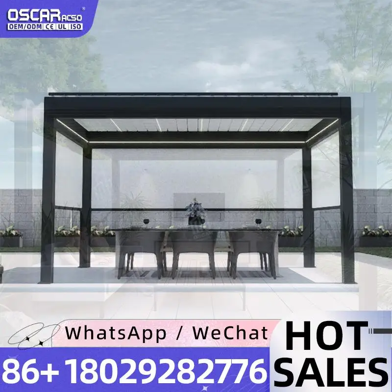 Waterproof Retractable Aluminum Pergola Awning Manual Crank Easy Install for Balcony Garden Sun Shading pergola