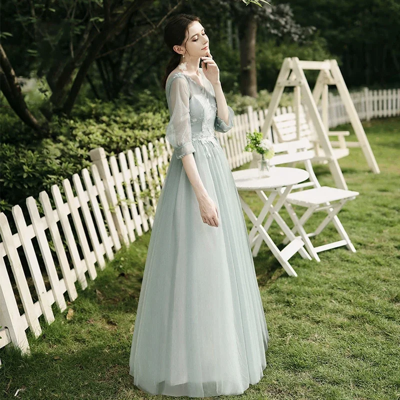 Sweet Memory Bridesmaid Dresses Mesh Tulle Fairy Prom Robe Princess Lace-up Elegant Women Girl Celebrity Party Gown