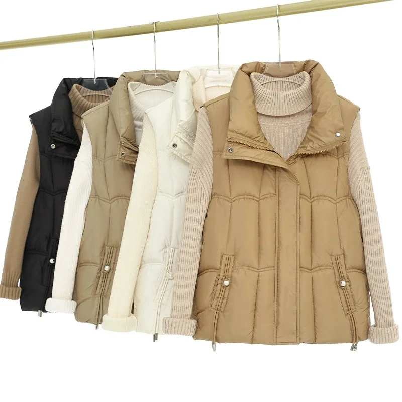 Automne hiver vers le bas coton gilet veste femmes manches Parkas épaissir chaud gilet manteau femme gilet dames hauts Chaleco Mujer