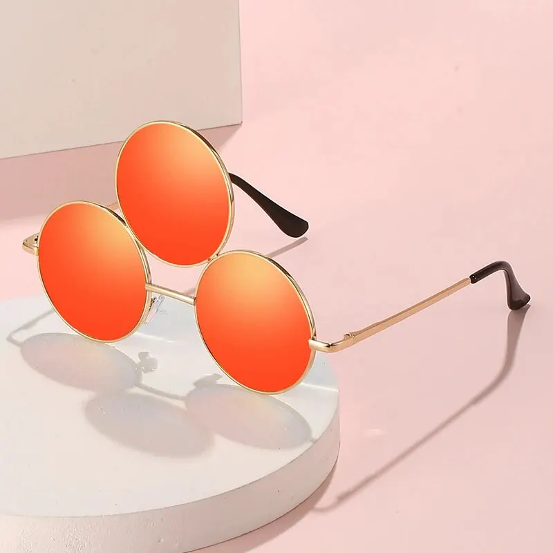 2024 Third Eye Round Sunglasses Men/Women Reflective Mirrored Fashion 3rd Lens Sun Glasses Three Lenses Eyewear Shades UV400