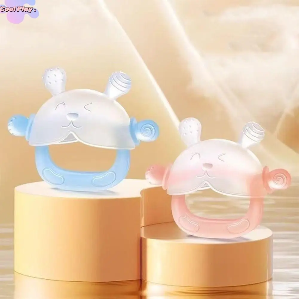 

3pcs Soft Silicone Bunny Teething Toy BPA Free Food Grade Teether Gloves Anti-Thumb Cartoon Teether Ring Youngsters Grip