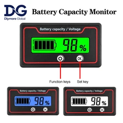 Car Battery Charge Level Indicator 12V 24V 36V 48V 60V 72V Lithium Battery Capacity Meter Tester Display LED Tester Voltmeter