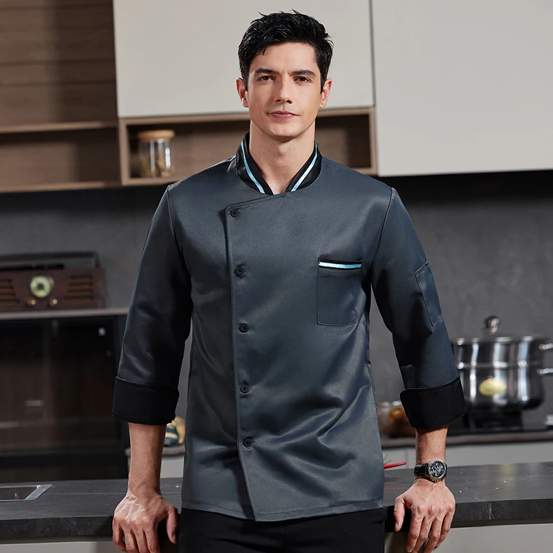 新しいシェフジャケットシャツ男性女性コック服キッチンシェフ制服エプロンホテルコスチュームレストランウェイター長袖作業服