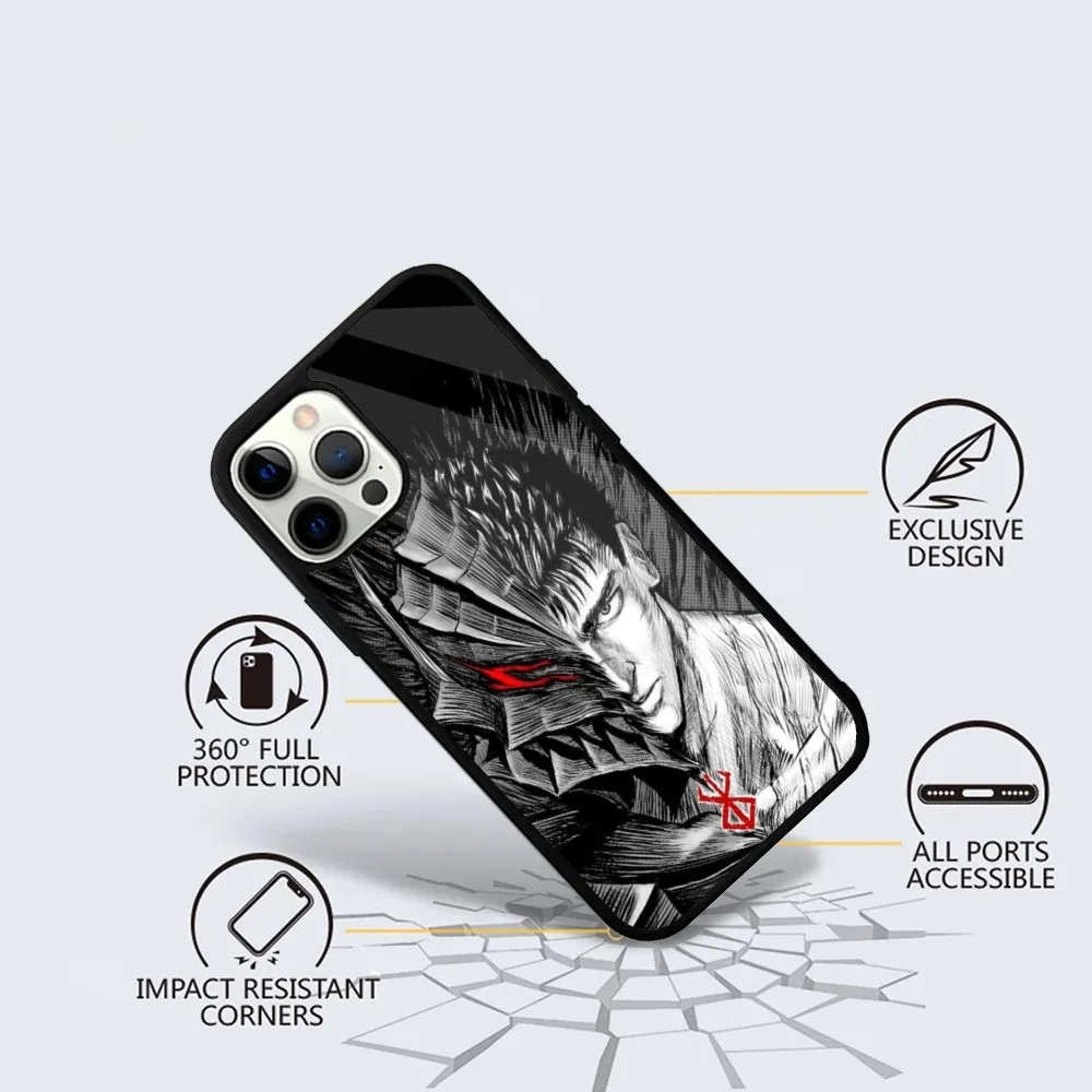 Berserk Guts Hot Blood Anime Phone Case For iPhone 16,15,14,13,12,11,Plus,Pro,Max Mini Magsafe Magnetic Wireless Charging