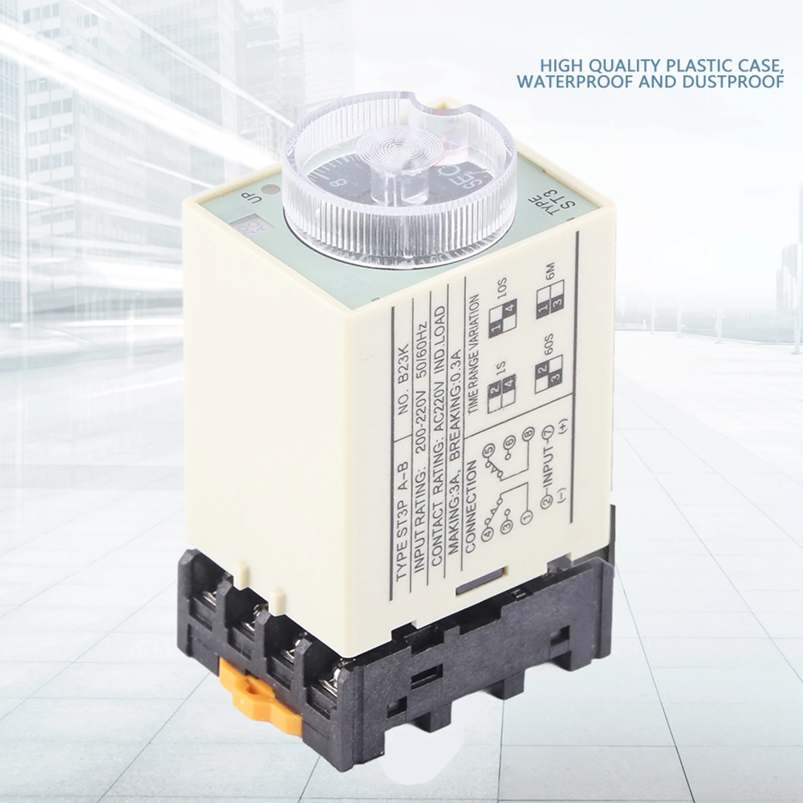 ST3PA‑B 0‑10S Power On Delay Timer Relay Knob Control Time Relay with Base AC 220V Power On Delay Timer Relay Relay