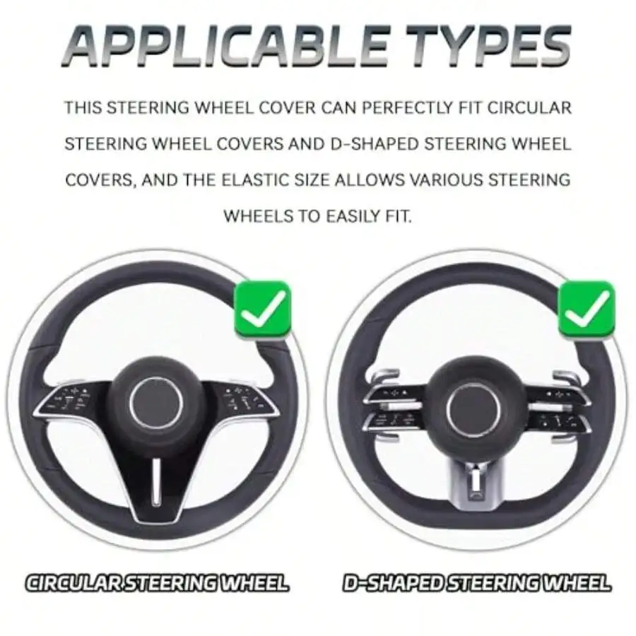 

2-Piece Steering Wheel Cover Carbon Fiber Segmented Universal Fit For Circular And D-Shaped Wheels Black
