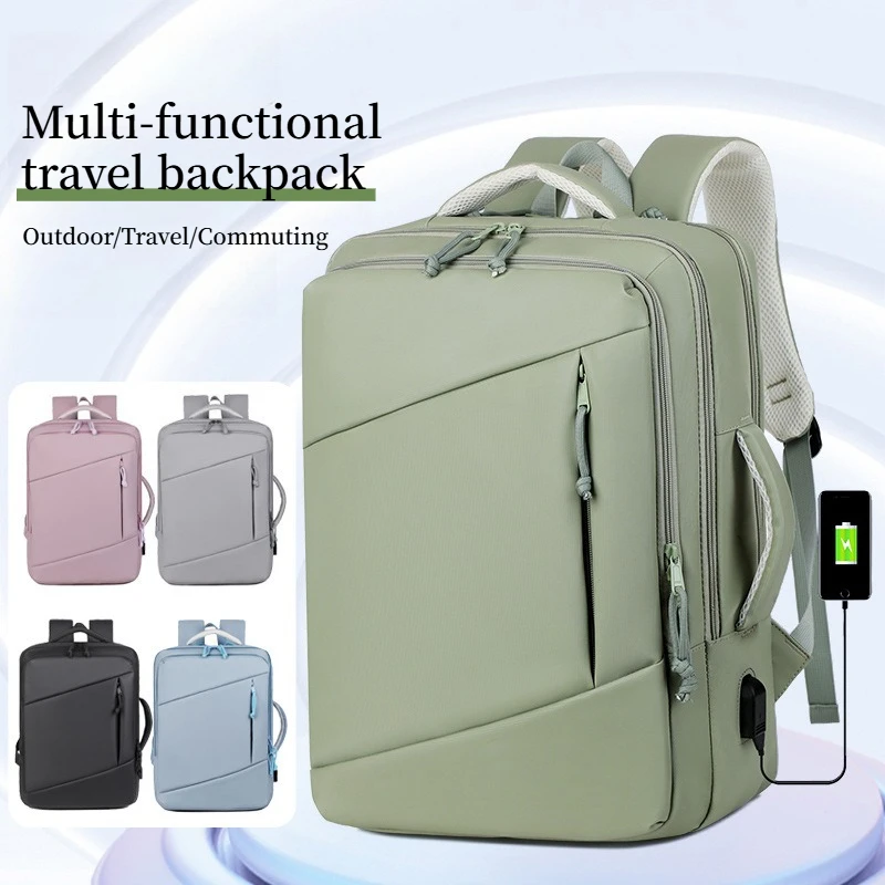 Business Commuter Two-shoulder Bag Men Women Solid Colour Backpack Laptop Rucksack Large Capacity Waterproof Oxford Travel Bag