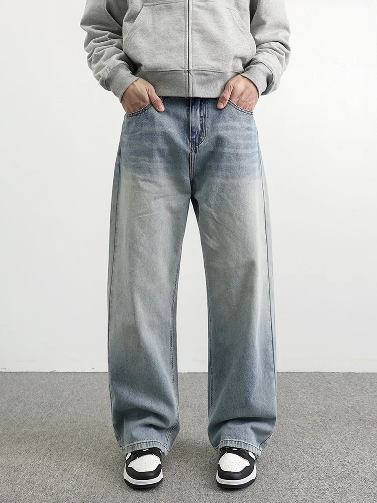 

Винтажные джинсы унисекс свободного кроя с прямыми штанинами, универсальные широкие брюки из хлопкового стрейч-денима, повседневные, весенние