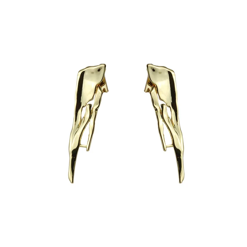 European And American Fashion Exaggerated Metal Geometry Lava Stud Earrings Classic Luxury Contracted Irregular Earrings